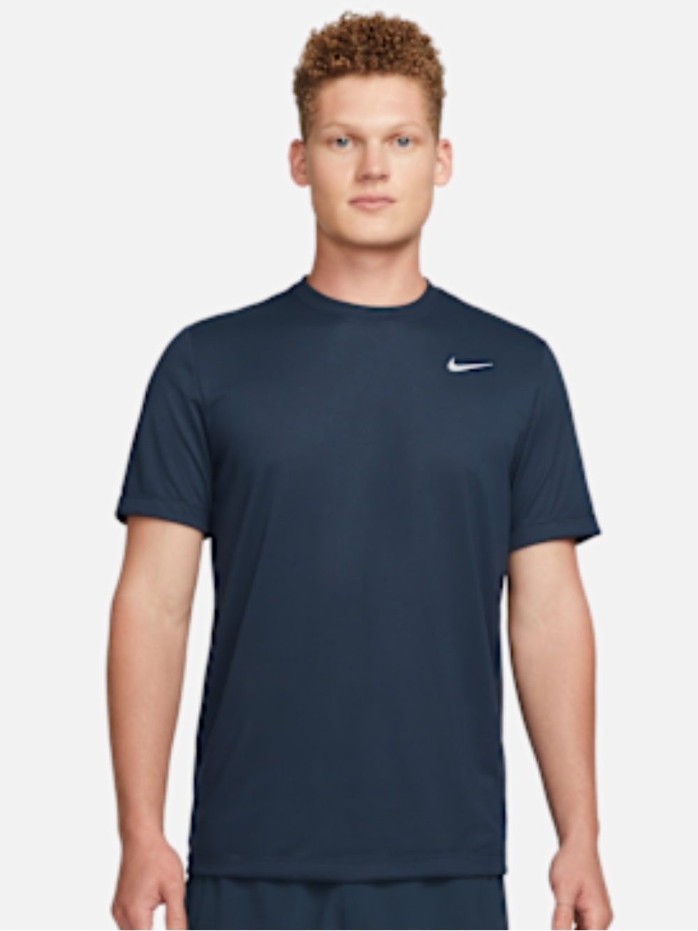 Nike Men's Short Sleeve Crew Tee - Dark Blue with White Swoosh size M
